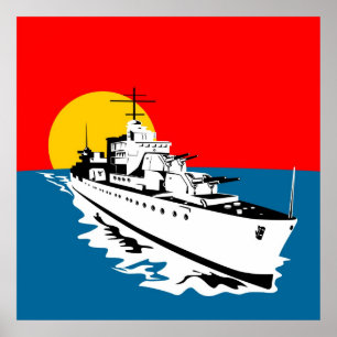 navire de guerre naval de la marine avec affiche d