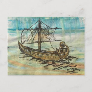 Navire égyptien Barque de la carte postale Sun Art