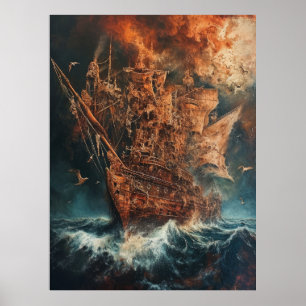 Navire majestueux dans l'Ocean Peinture Poster