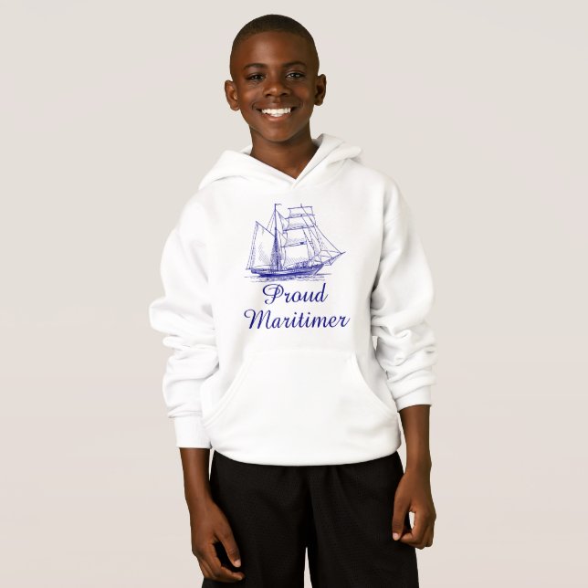 Navire nautique Sweat - shirt à capuche à voile à  (Devant entier)