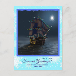 Navire pirate Noël salutation carte postale nautiq