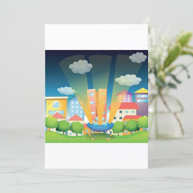 Navire Spatial Dans La Ville Invitations (Créateur téléchargé)