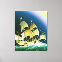 Navire vintage en mer sur toile étirée Imprimer