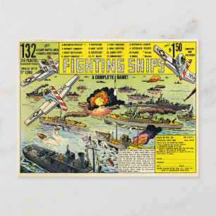 Navires de combat vintages et carte postale