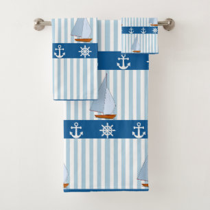 Navires nautiques Roue Ancre Bleu Blancs