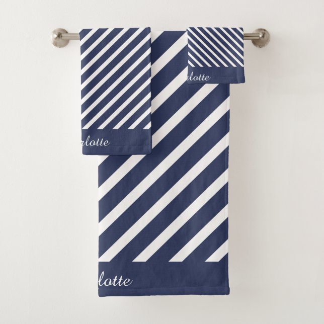 NAVITE WHITE STRIPE PERSONALISIERTES BADEZIMMER TO BADHANDTUCH SET (Insitu)