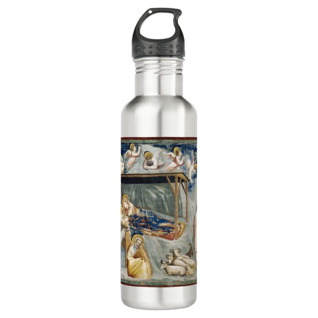 Navitity (Geburt Jesu Christi) (von Giotto) Edelstahlflasche (Vorderseite)