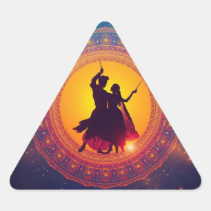 Navratri - Ein Festival der Hingabe und des Tanzes Dreieckiger Aufkleber