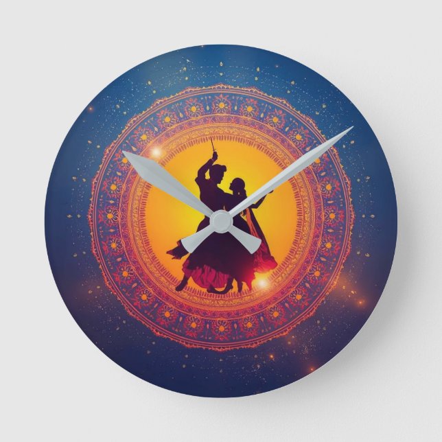 Navratri - Ein Festival der Hingabe und des Tanzes Runde Wanduhr (Vorderseite)