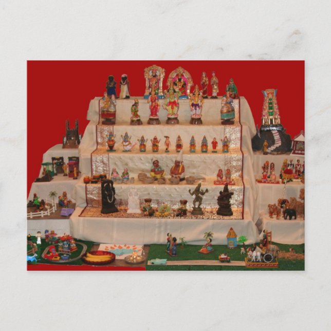 Navratri Golu, ein Puppenfestival Postkarte (Vorderseite)
