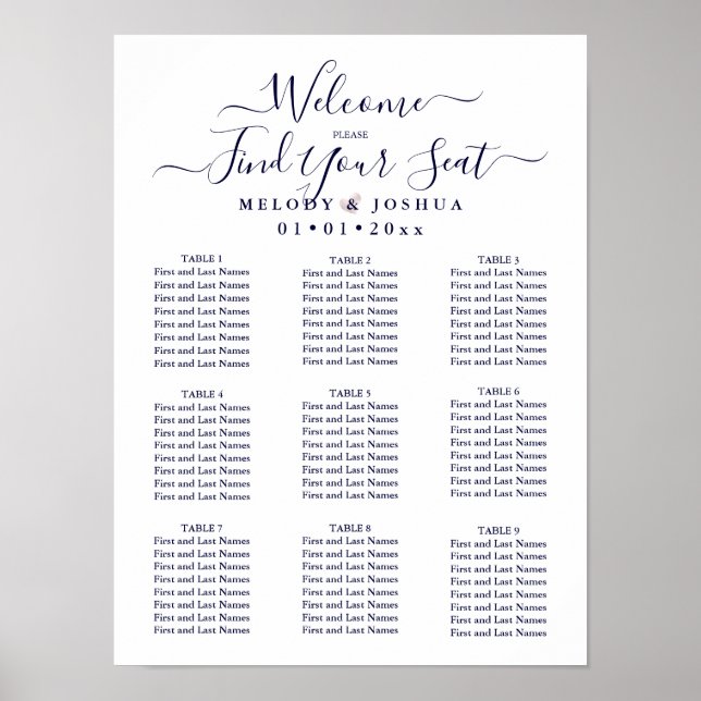 NAVUE BLUE SITZENCHART|BLUSH HEART|DIY FARBE POSTER (Vorne)