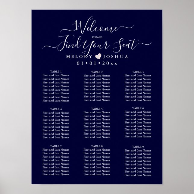 NAVUE BLUE SITZENCHART|BLUSH HEART|DIY FARBE POSTER (Vorne)