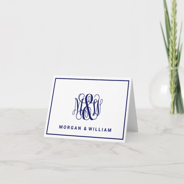 Navy 3 Initial Vine Script Monogram B&G DIY BG (Vorderseite)