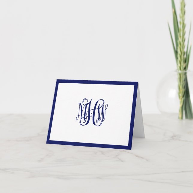 Navy 3 Initial Vine Script Monogram DIY BG (Vorderseite)