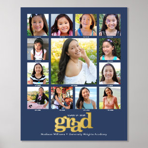 Navy Abschluss K-12 FotoCollage Bold Real Gold Foliendrucke