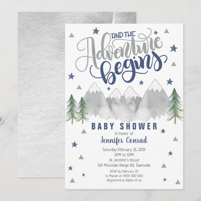 Navy Adventure Baby Shower Einladung Boy Baby (Vorne/Hinten)