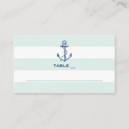 Navy Anchor & Mint Stripes Nautical Wedding Simple Platzkarte