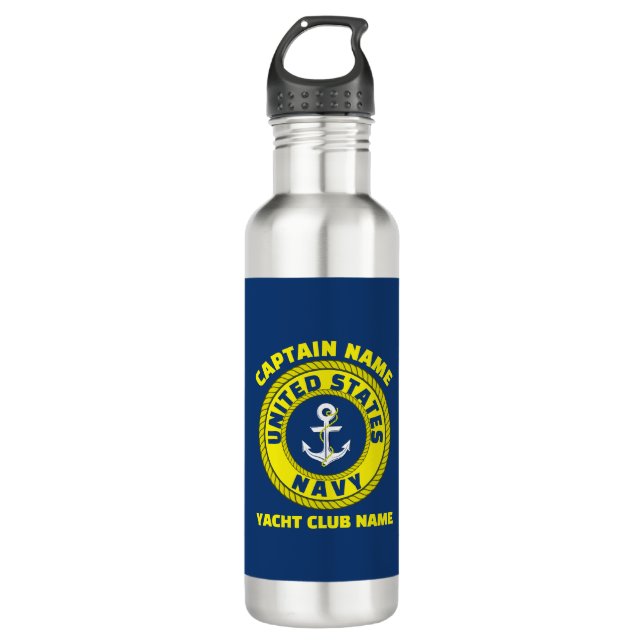 Navy Anchor nautischer Kapitän segelt Sommer Edelstahlflasche (Vorderseite)