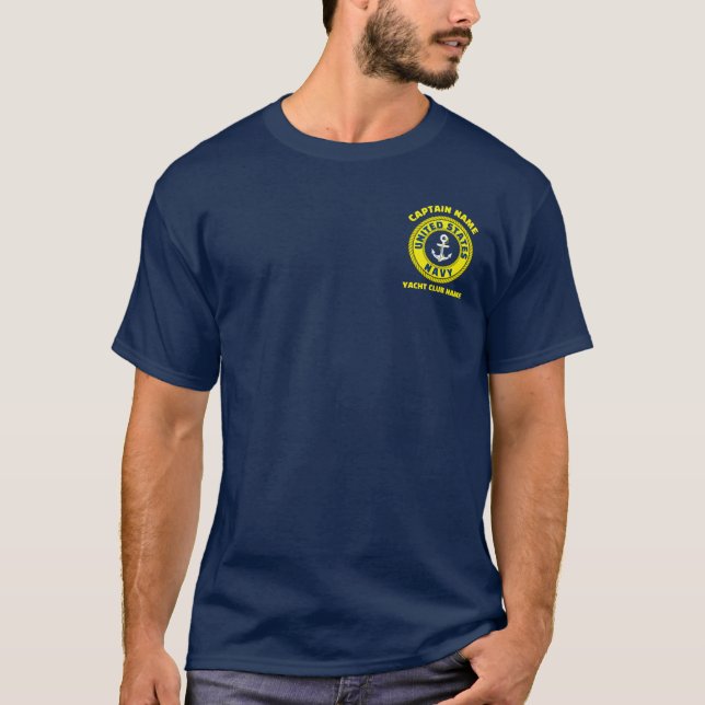 Navy Anchor nautischer Kapitän segelt Sommer T-Shirt (Vorderseite)