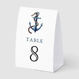 Navy Anchor Rope Nautical Wedding Table Number Tischaufsteller