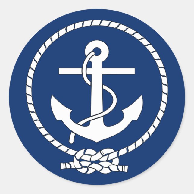Navy Anchor Runder Aufkleber (Vorderseite)