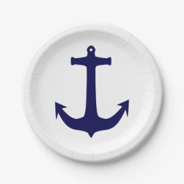 Navy Anchor White/Blue 7 Zoll Pappteller