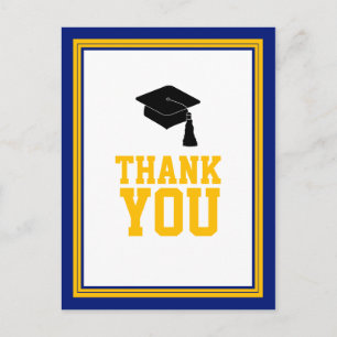 Navy and Gold Graduation Party Vielen Dank Postkarte