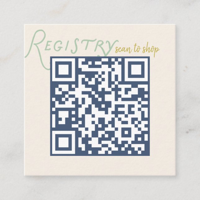 Navy and Mint Doodle Baby Registry QR Code Begleitkarte (Vorderseite)