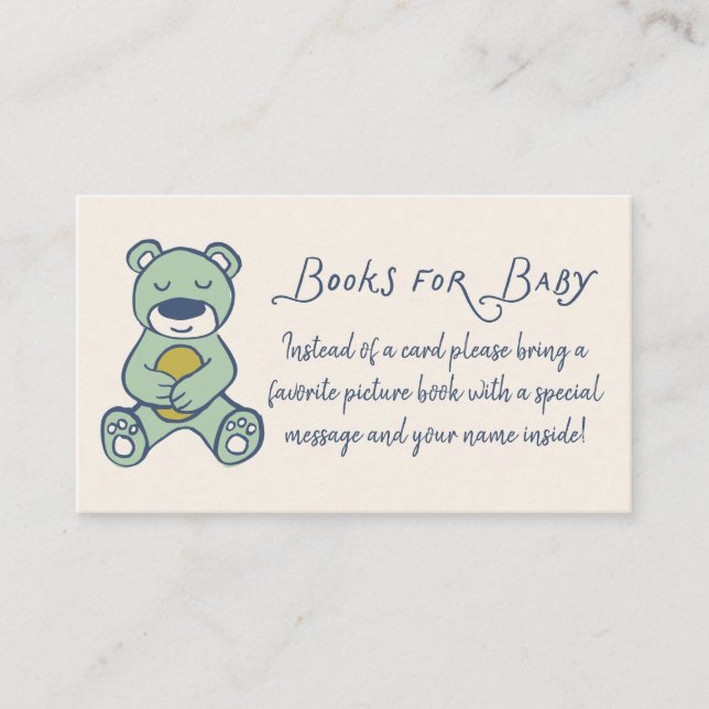Navy and Mint Doodle Teddy Bear Book Request Begleitkarte (Vorderseite)