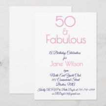 Navy and Pink 50th Birthday Invitation