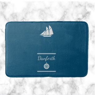 Navy and White Nautical Bath Mat Badematte
