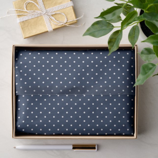 Navy and White Polka Dot Tissue Paper Seidenpapier (Geschenk)