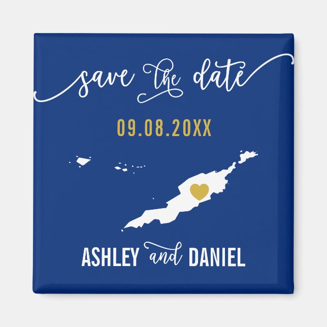 Navy Anguilla Hochzeit Speichern Sie die Datumskar Magnet (Vorne)