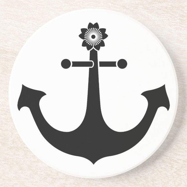 Navy-Anker Sandstein Untersetzer (Vorne)