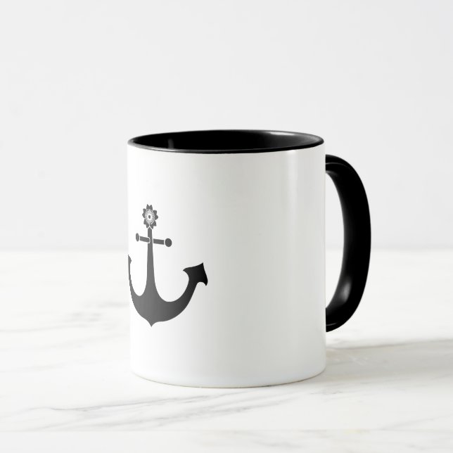 Navy-Anker Tasse (VorderseiteRechts)