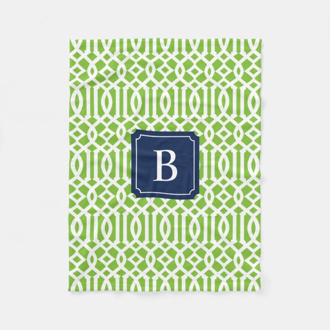 Navy & Apple Trellis | Fleece Blanket (Vorderseite)