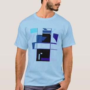 Navy Aqua Schwarz Patchwork MCM-inspirierte Geomet T-Shirt