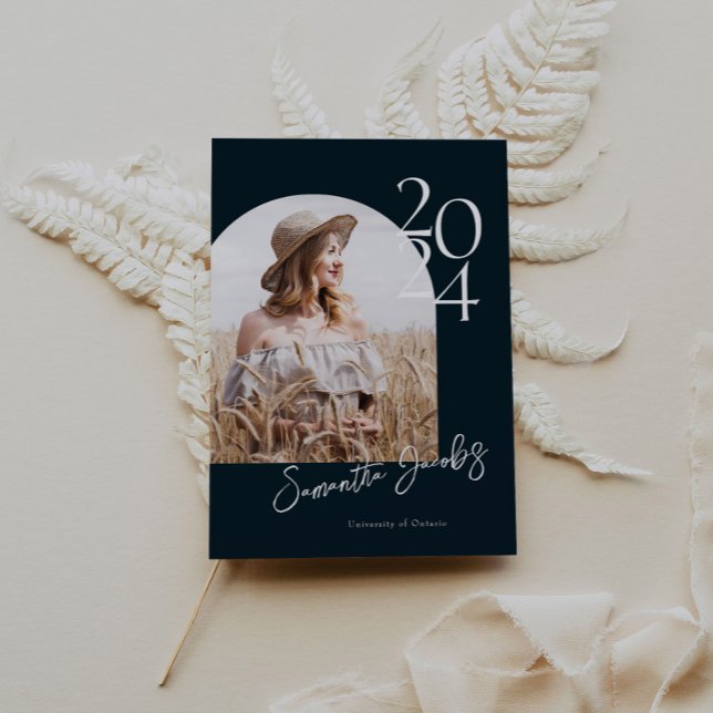 Navy Arch Modern Minimalistisch Foto Graduation Pa Einladung (Von Creator hochgeladen)