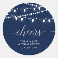 Navy & Argent | Autocollant de fête d'anniversaire