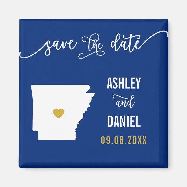 Navy Arkansas Wedding Save the Date Map Magnet (Vorne)
