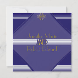 Navy Art Deco Posh Hochzeit Einladung