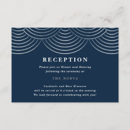 Navy Art Deco String Lights Empfang Card Einladung