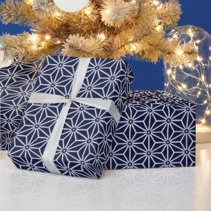 Navy Asangebua Japanisches Muster Geschenkpapier