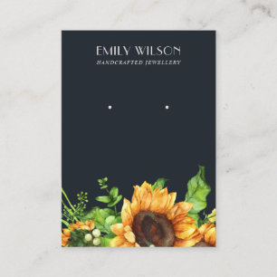 NAVY AUTUMN FALL SUNFLOWER STUD EARRING DISPLAY VISITENKARTE