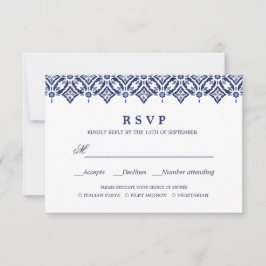 Navy Azulejo | Spanische WEDD RSVP - MEALWAHL Karte