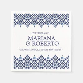 Navy Azulejos | Spanische Fliesengrenze personalis Serviette