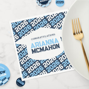 Navy & Baby Blue Personalisiert Graduation Cap Pap Serviette