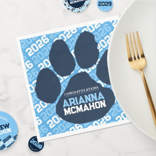 Navy & Baby Blue Personalisiert Paw Abschluss Pape Serviette
