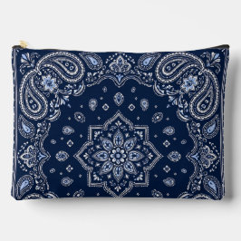 Navy-Bandana Paisley große Reißverschlusstasche Zubehörtasche