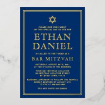 Navy Bar mitzvah Star von David gold oder silber